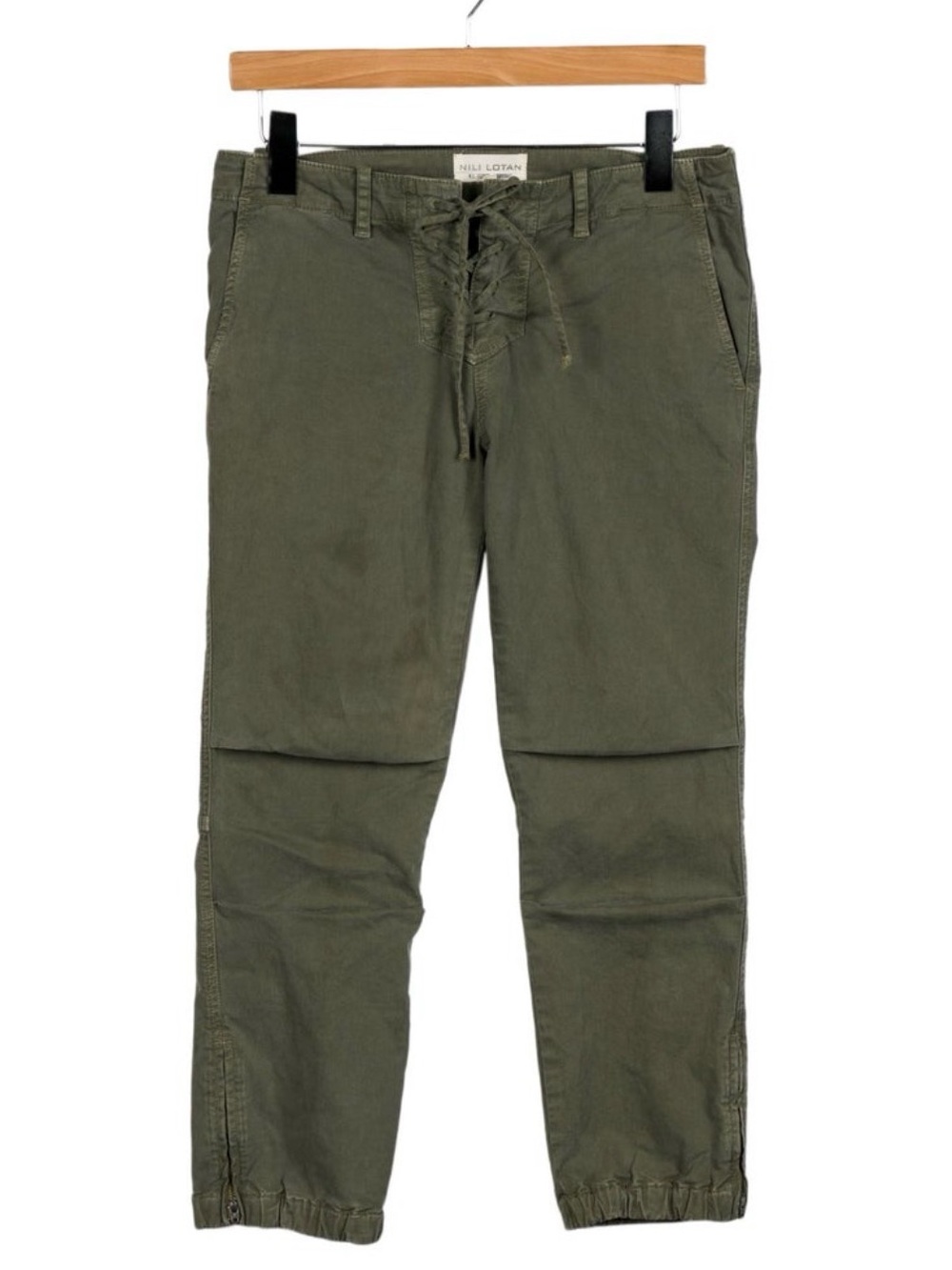 Nili Lotan Olive Green Lace-Up Cargo Pants
